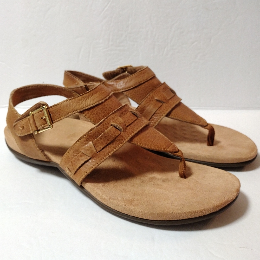 Vionic Tan Sandals with Adjustable Straps and Anatomical Footbed
